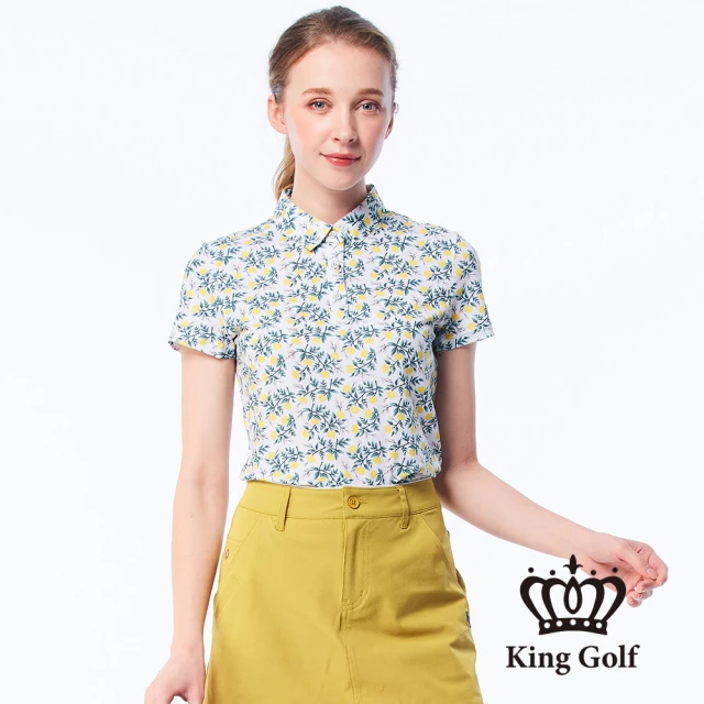 KING GOLF 門市新品-女款素面領片線條感微立領拉鍊上