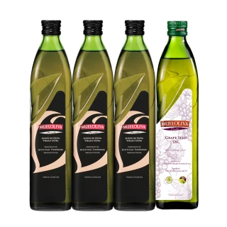 【西班牙美洛莉】碧卡答特級冷壓初榨橄欖油(500mlX3+葡萄籽油500mlX1)