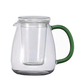 【SYG】耐熱玻璃綠色手把花茶壺-玻璃內芯(900ml)