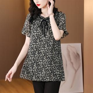 【ALLK 歐楷】新品 長版幾何印花上衣 圖片色(尺寸L-XXL/中大尺碼/涼爽/透氣)