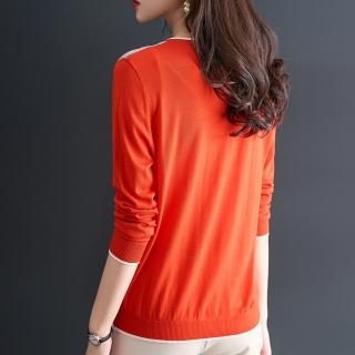 【ONEY 歐妮】★拼接印花圓領針織外套(開襟/上衣/女裝)