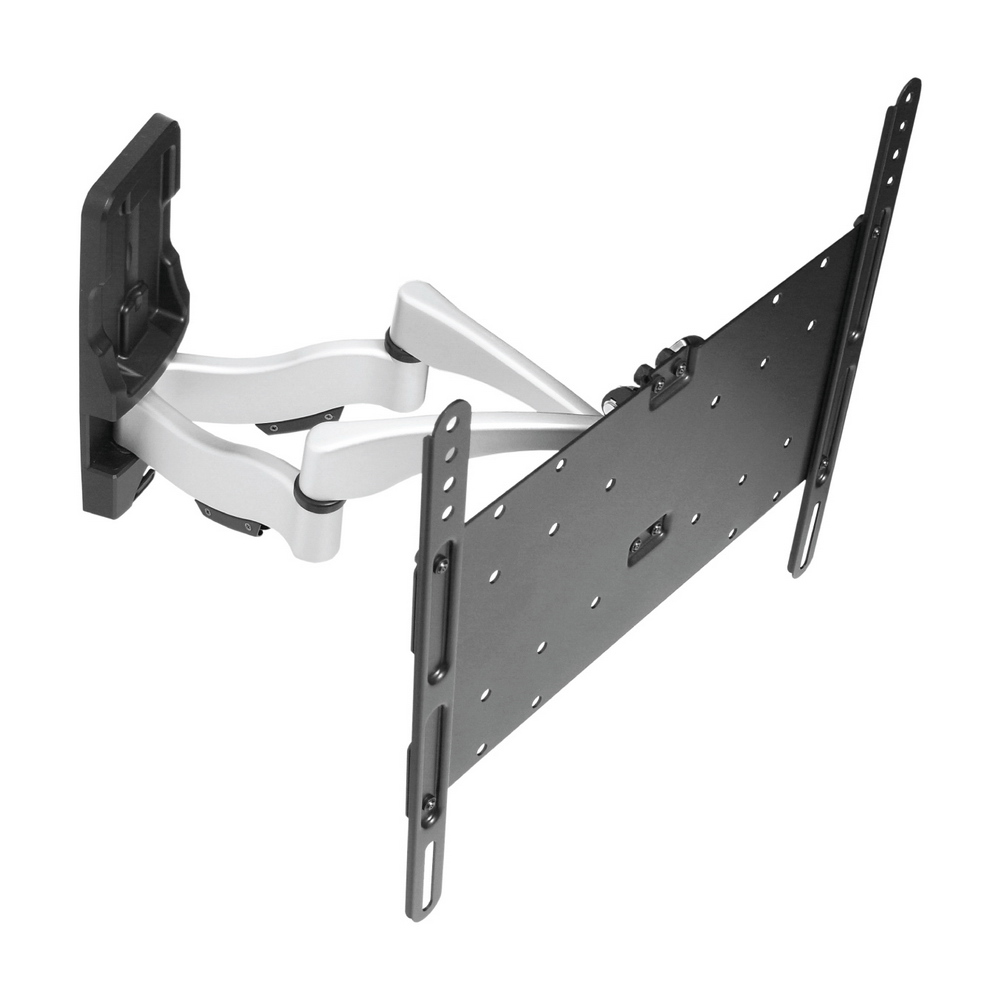 HE H444AE 壁掛式電視架，適合32-70吋電視，最大承重35公斤，使用高強度鋅鋁合金與合金鋼材，防鏽烤漆處理，臺灣製造保固4年以上。VESA 400x400公分以內適用，前後拉伸4.1-36公分，左右視角±60度，上下俯仰0-12度調整，附安全鎖與扭力裝置。產品尺寸430x285x41mm，本體重量4.95kg，DIY安裝附螺絲與說明書，離牆最近4.1cm，黑色系設計，提升居家空間利用率。