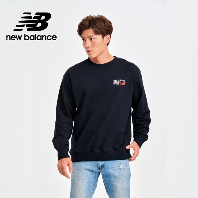 【NEW BALANCE】NB 刺繡標語長袖上衣_男性_黑色_MT41547BK(美版 版型偏大)