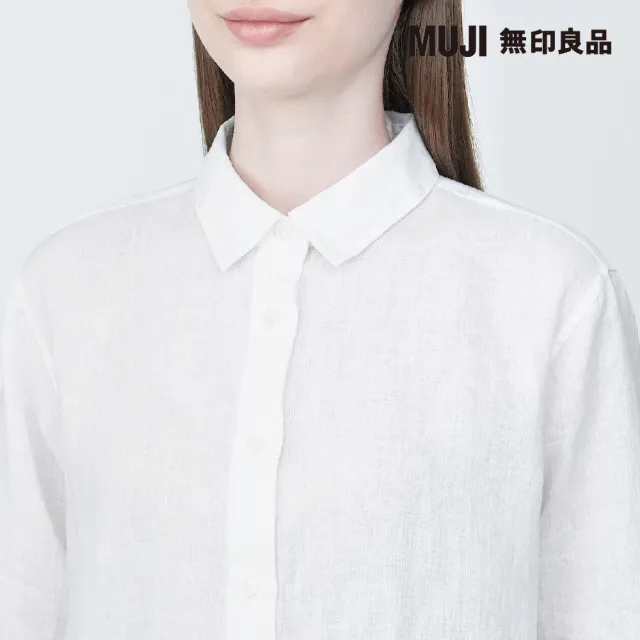 【MUJI 無印良品】女亞麻水洗標準領長袖襯衫(共7色)