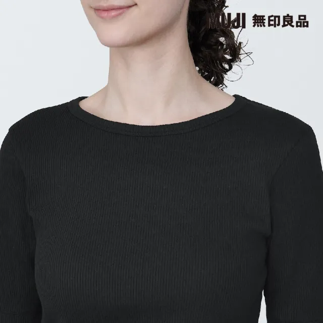 【MUJI 無印良品】女有機棉混彈性螺紋圓領短袖T恤(共6色)