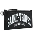 【Balenciaga 巴黎世家】經典Saint-Tropez印花可拆斜背/頸掛式信用卡鑰匙零錢包(黑)
