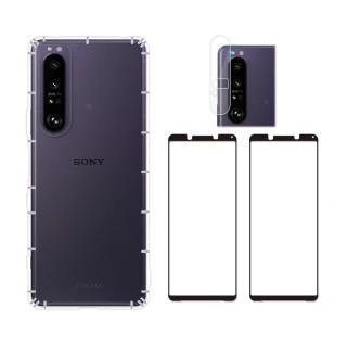 【RedMoon】SONY Xperia 1 III 手機殼貼4件組 空壓殼-9H玻璃保貼2入+厚版鏡頭貼(XP1III)