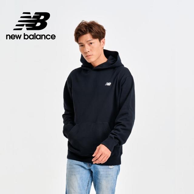 【NEW BALANCE】NB 螺紋拼接連帽長袖上衣_MT41534BK_男性_黑色(美版 版型偏大)