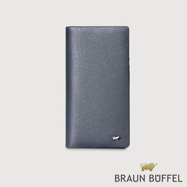 【BRAUN BUFFEL 德國小金牛】台灣總代理 波索-A 15卡長夾-藍色(BF519-631-NY)