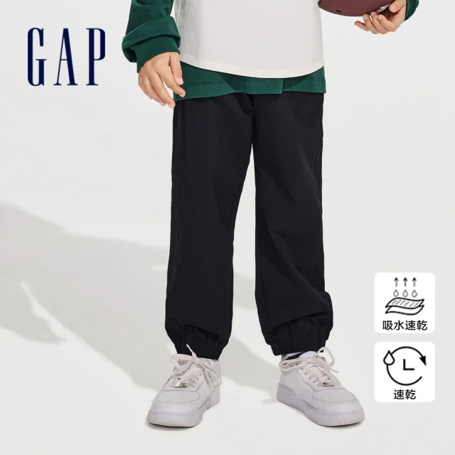 【GAP】男童裝 Logo束口鬆緊褲-黑色(890470)