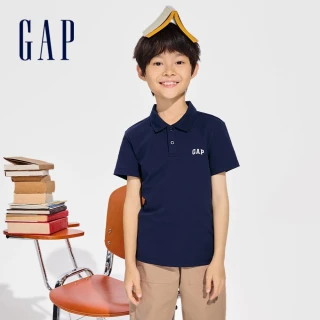 【GAP】男童裝 Logo短袖POLO衫-海軍藍(890536)