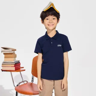【GAP】男童裝 Logo短袖POLO衫-海軍藍(890536)