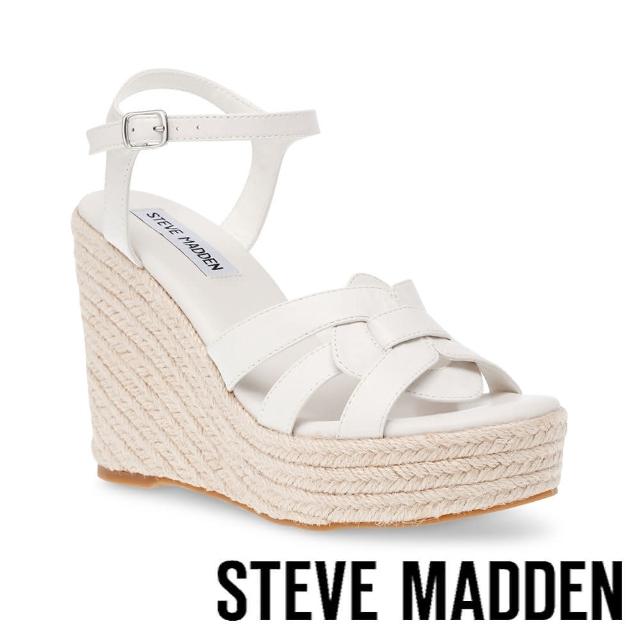 【steve madden】WITTY 麻料厚底高跟涼鞋(白色)