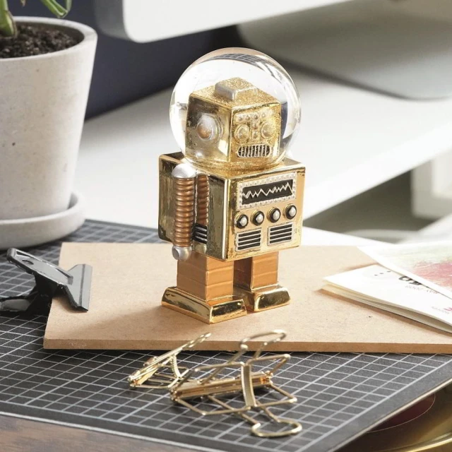 WUZ 屋子 德國 DONKEY 復古機器人水晶球擺飾-金折