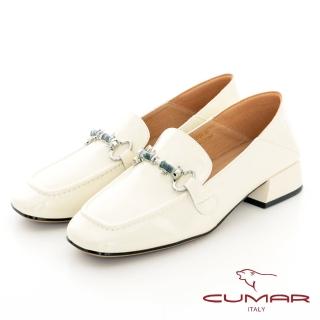 【CUMAR】清透陶瓷感馬銜釦樂福鞋(白色)