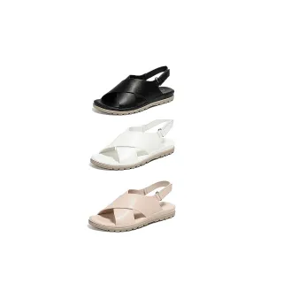 【Taroko】休閒舒適交叉平底大尺碼涼鞋(3色可選)