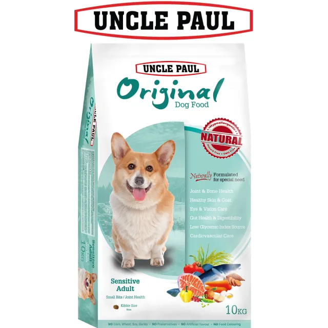 【UNCLE PAUL】保羅叔叔田園生機狗食 10kg 低敏成犬-小顆粒/顧關節(成犬 老犬 熟齡犬 狗飼料 寵物飼料)