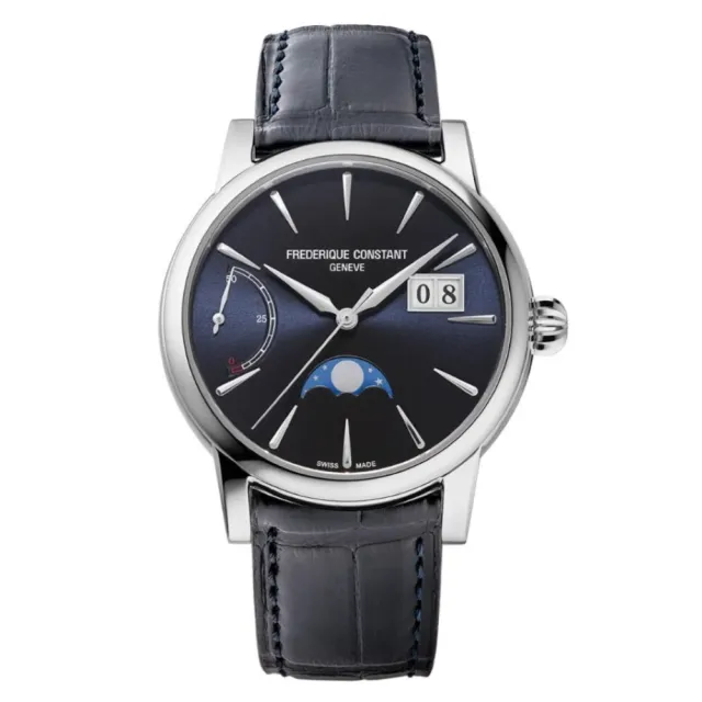 【CONSTANT 康斯登】Manufacture 自製機芯大日期 動力儲存 月相顯示 機械錶 40mm(FC-735N3H6)