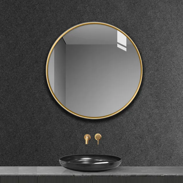 【YORI優里嚴選】60cm圓形鏡子 簡約北歐風浴室鏡 化妝鏡 玄關鏡(經典黑/自然白/輕奢金/無邊框鏡子)