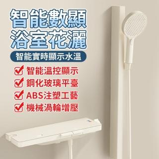 【YW】智能數顯分體式花灑套裝(浴室龍頭置物台/冷熱雙控/無極升降/淋浴噴頭/淋浴花灑)
