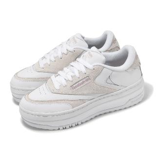 【REEBOK】休閒鞋 Club C Extra 女鞋 白 粉 皮革 厚底 增高 小白鞋(100074261)