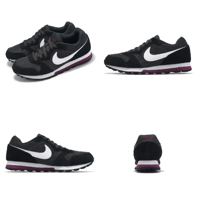 【NIKE 耐吉】慢跑鞋 Wmns MD Runner 2 女鞋 黑 紅 網布 麂皮 緩衝 華夫格大底(749869-012)