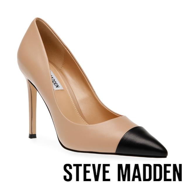 【steve madden】EVELYN-C 皮革拼接尖頭高跟鞋(杏色)