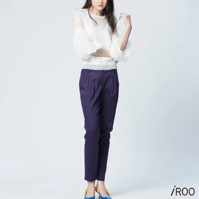 【iROO】基本窄管褲女人牛仔長褲