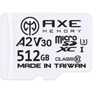 【AXE MEMORY】MicroSDXC 512GB A2 V30/ UHS-I U3 4K-附轉卡 記憶卡(臺灣製)