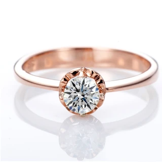 【DOLLY】0.30克拉 求婚戒14K金完美車工玫瑰金鑽石戒指(081)