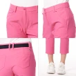 【Lynx Golf】女款彈性舒適貼袋造型後腰LOGO針織帶剪接設計隱形拉鍊口袋窄管九分褲(二色)