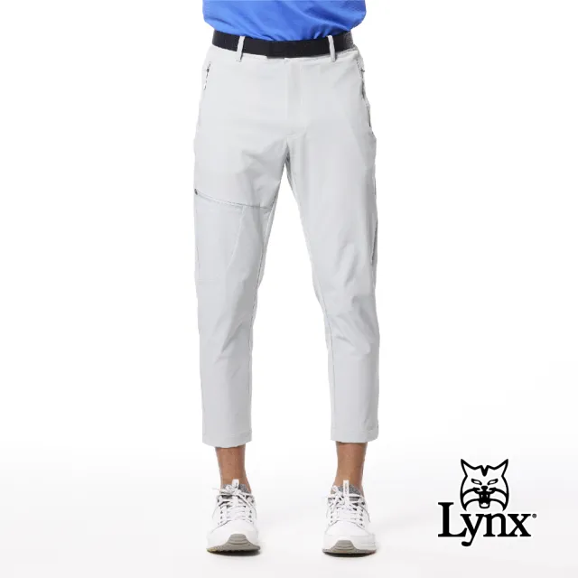【Lynx Golf】首爾高桿風格!男款彈性舒適腿袋設計 造型拉片拉鍊口袋平口休閒長褲(三色)