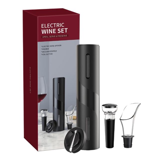 【HH】電動 開瓶器 紅酒開瓶器 4入組(含 醒酒器 真空型 酒瓶塞 紅酒塞)