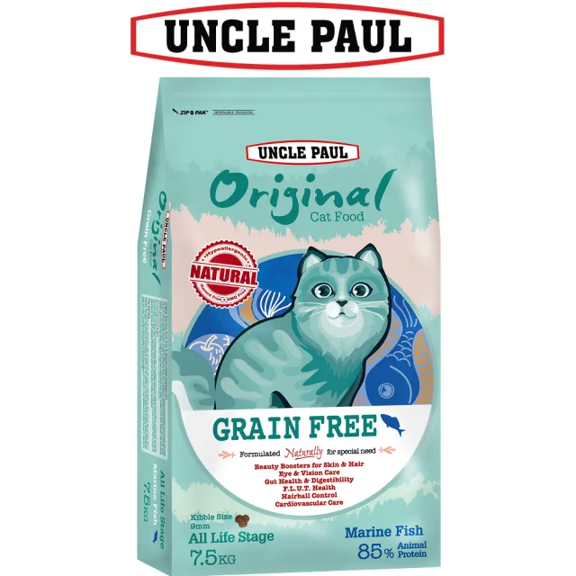 【UNCLE PAUL】2包超值組 保羅叔叔無穀貓食 7.5kg 全齡貓(全齡貓 貓飼料 無穀飼料 寵物飼料)