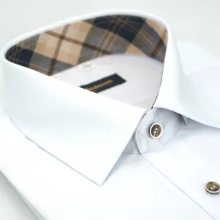 【金安德森】經典格紋繞領白色吸排窄版長袖襯衫