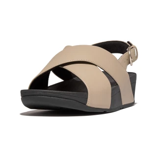 【FitFlop】LULU CROSS BACK-STRAP SANDALS - LEATHER經典簡約交叉皮革後帶涼鞋-女(拿鐵米色)