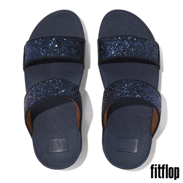 【FitFlop】LULU GLITTER SLIDES經典亮片雙帶涼鞋-女(午夜藍)