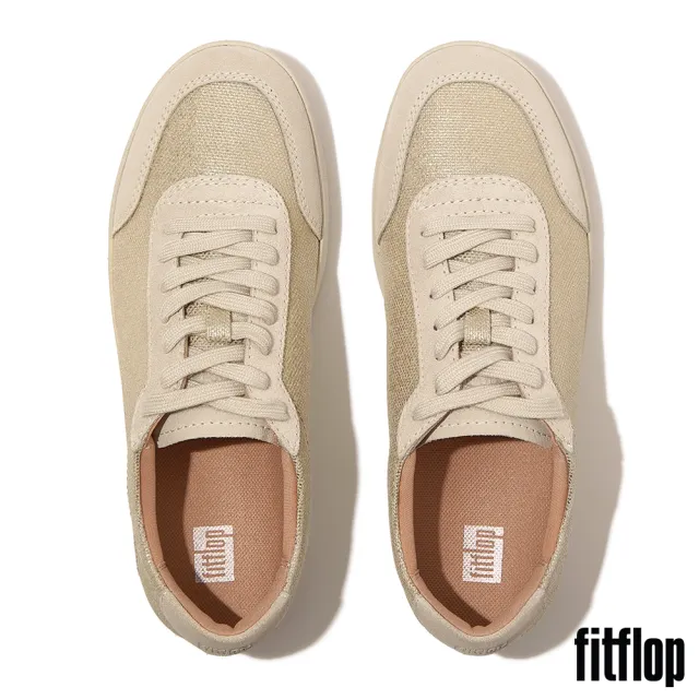【FitFlop】RALLY 金屬亮粉帆布休閒鞋-女(鉑金色)