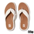 【FitFlop】F-MODE 皮革扭紋厚底夾脚涼鞋-女(都會白)