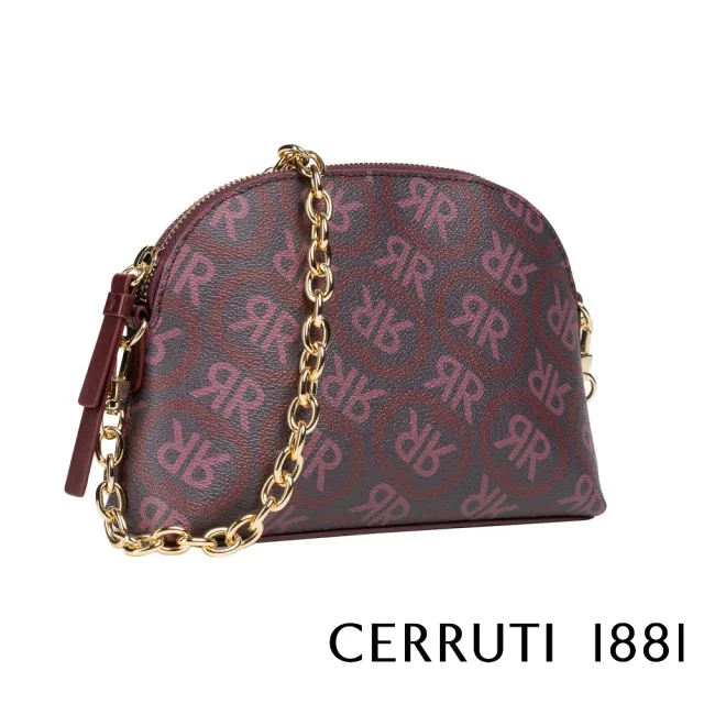 【Cerruti 1881】限量2折 義大利頂級皮革肩背包 CEBA05780M 全新專櫃展示品(酒紅色)