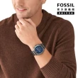 【FOSSIL 官方旗艦館】三眼計時/復古方形 不鏽鋼/皮革錶帶指針手錶(多款多色可選/母親節)