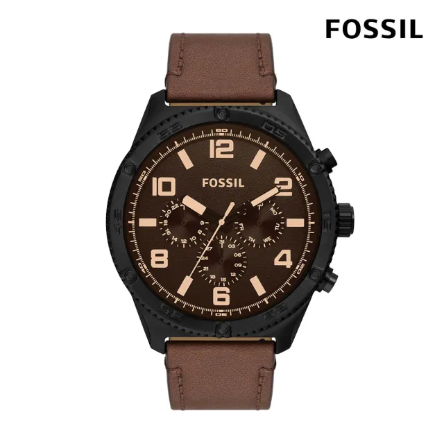 【FOSSIL 官方旗艦館】三眼計時/復古方形 不鏽鋼/皮革錶帶指針手錶(多款多色可選)