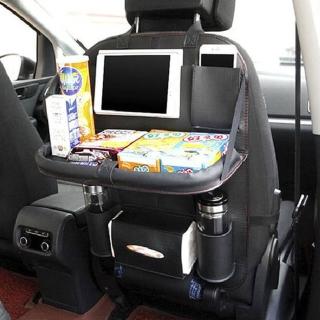 【威力鯨車神】超值2入-手工皮製汽車椅背摺疊餐桌收納袋/汽車用折疊餐桌