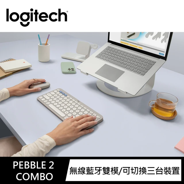 【Logitech 羅技】Pebble 2 Combo 無線藍牙鍵盤滑鼠組 K380S+M350S(迷霧灰)