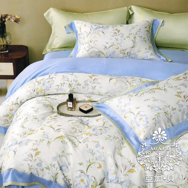 AGAPE 亞加．貝 頂級60支《歐奇爾》100%純天絲 雙人特大6x7尺 鋪棉兩用被床罩八件組(專櫃100天絲)