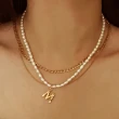【CReAM】Isabel 天然淡水珍珠字母項鍊鍍K金色 女項鍊(生日 禮物 送禮 禮盒)