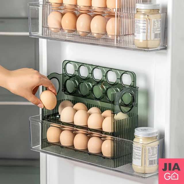 JIAGO 自動翻轉雞蛋收納盒折扣推薦