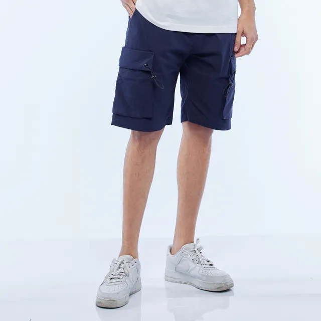 【JEEP】男裝 立體口袋抗撕裂短褲(深藍)