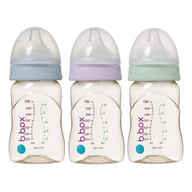 【b.box 澳洲】b.box PPSU嬰兒寬口圓孔奶瓶180ml(PPSU材質)