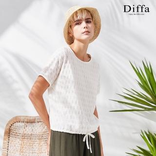 【Diffa】典雅異素材拚接連袖針織衫-女